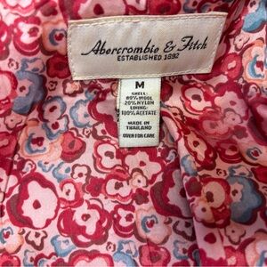 Abercrombie & Fitch Brown and Tan Tweed Cropped Jacket with Floral Lining